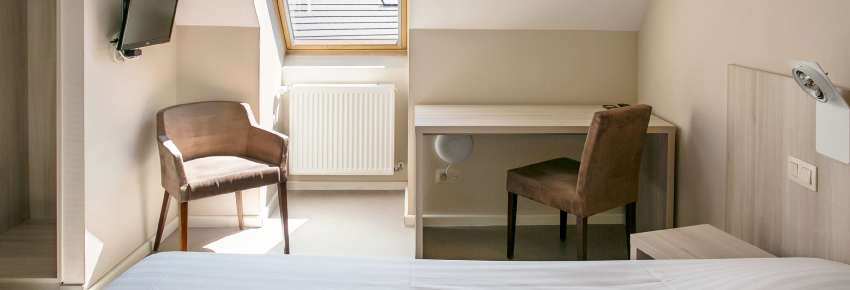 Une chambre de l'hôtel La Couronne à Henri-Chapelle